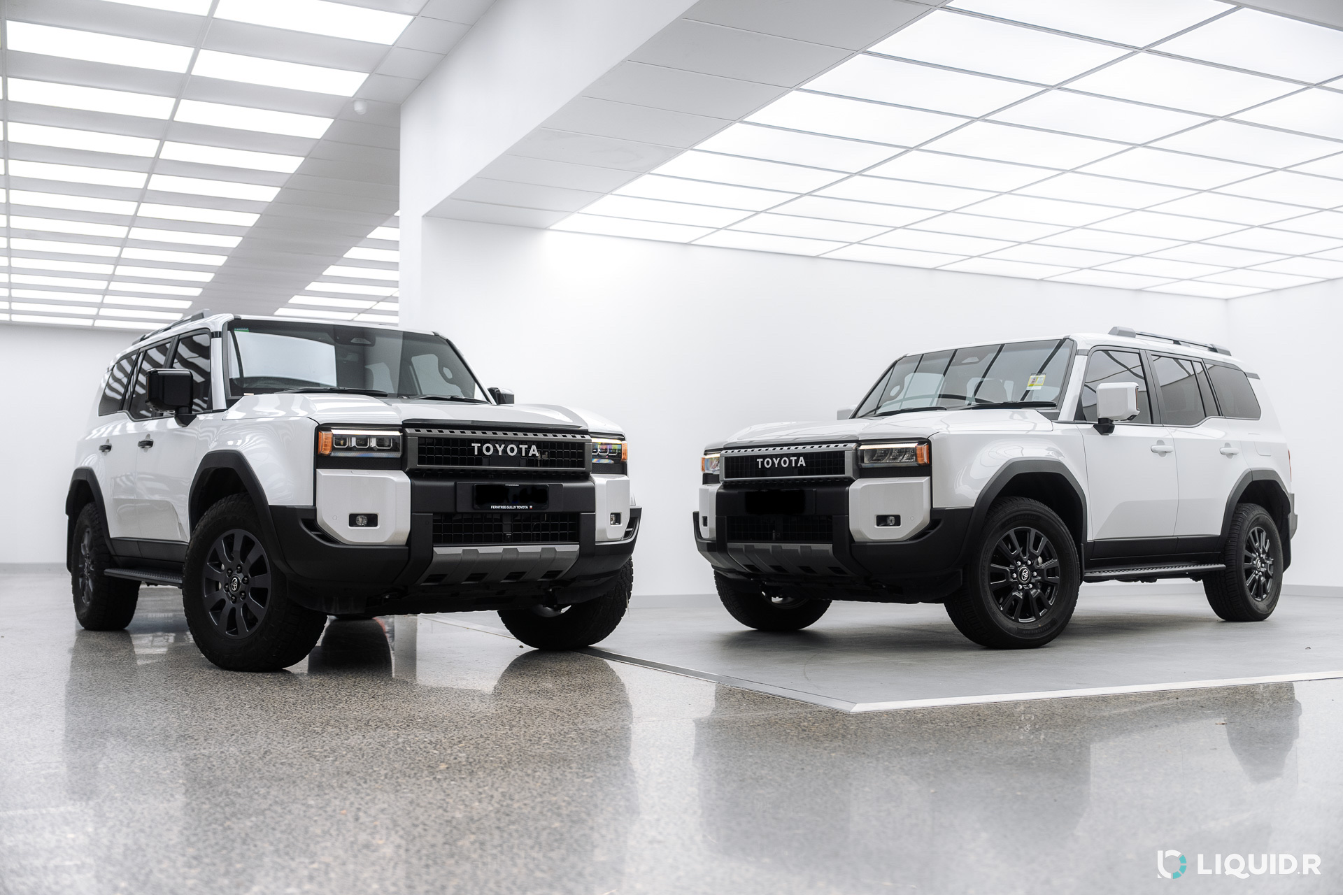 Two new Toyota LandCruiser Prados in the Liquid R studio