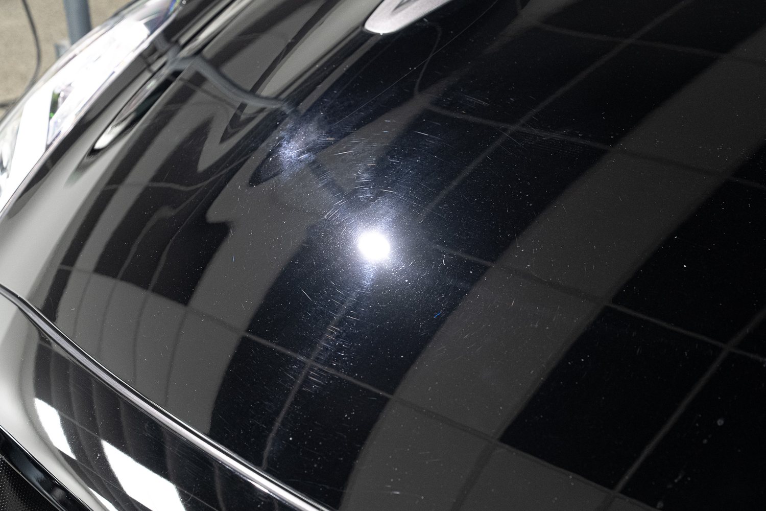 Black paint under an inspection light