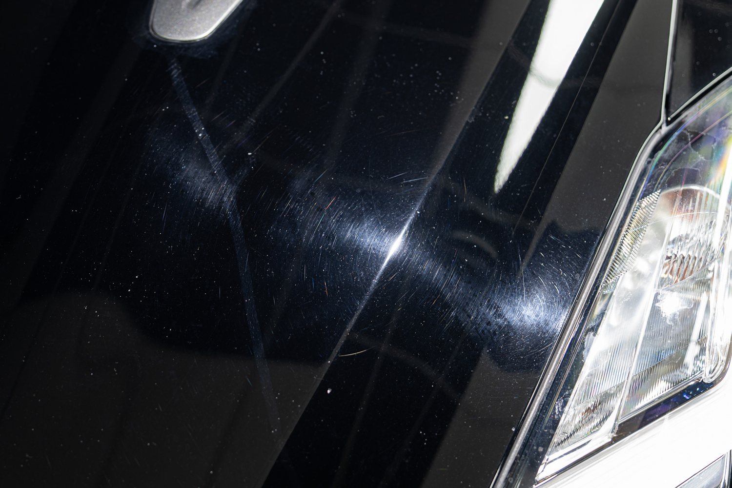 Black paint under an inspection light