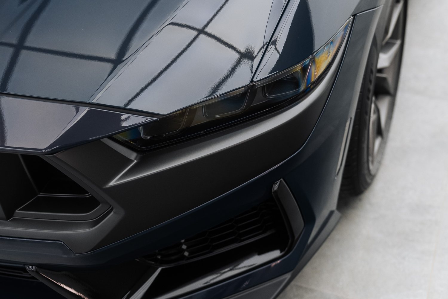 Front end of a Ford Mustang Dark Horse