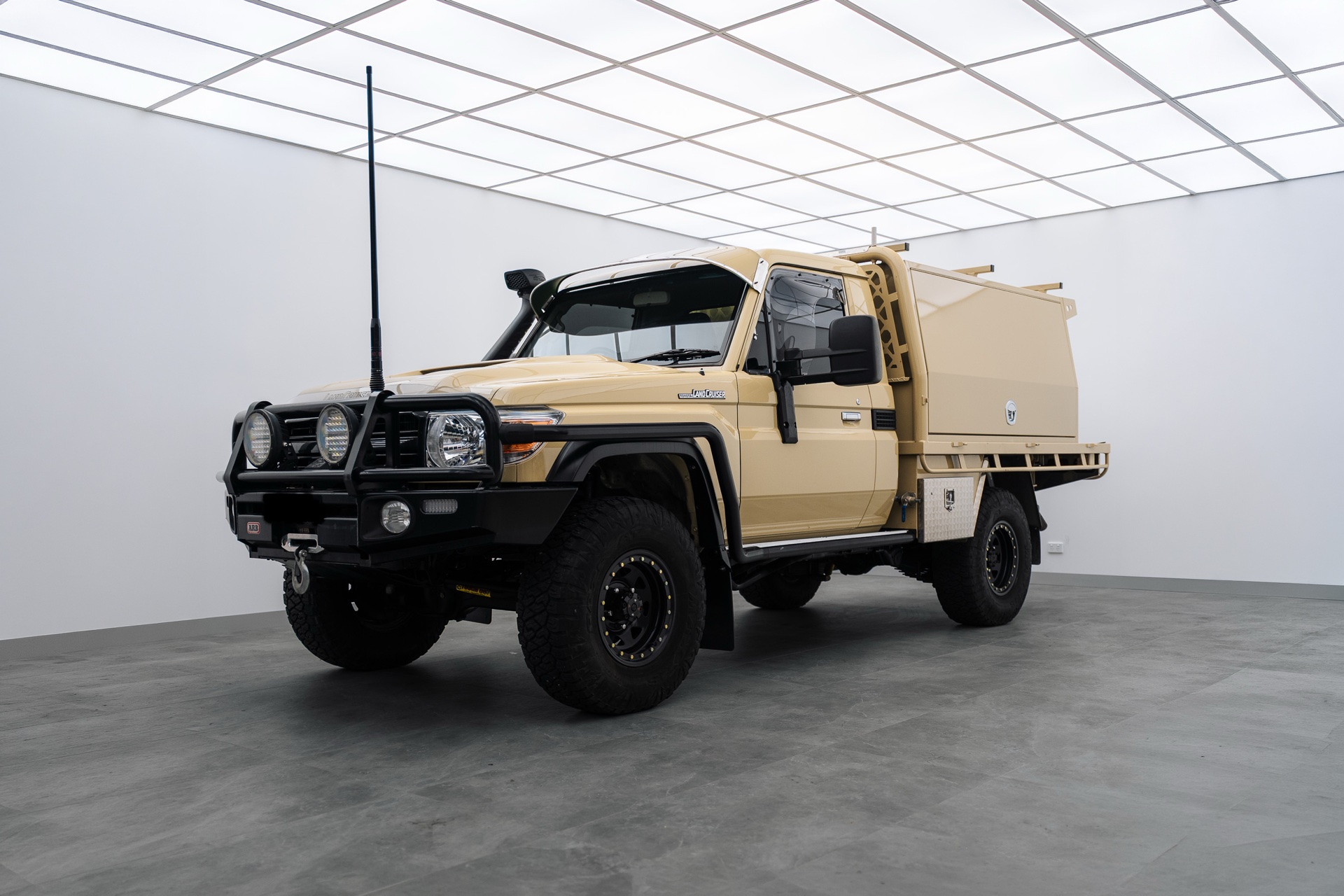 Toyota LandCruiser 79 Series ute with canopy in the Liquid R studio