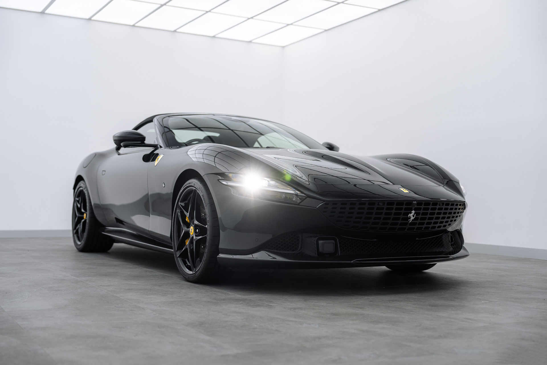 Grey Ferrari Roma in the Liquid R studio