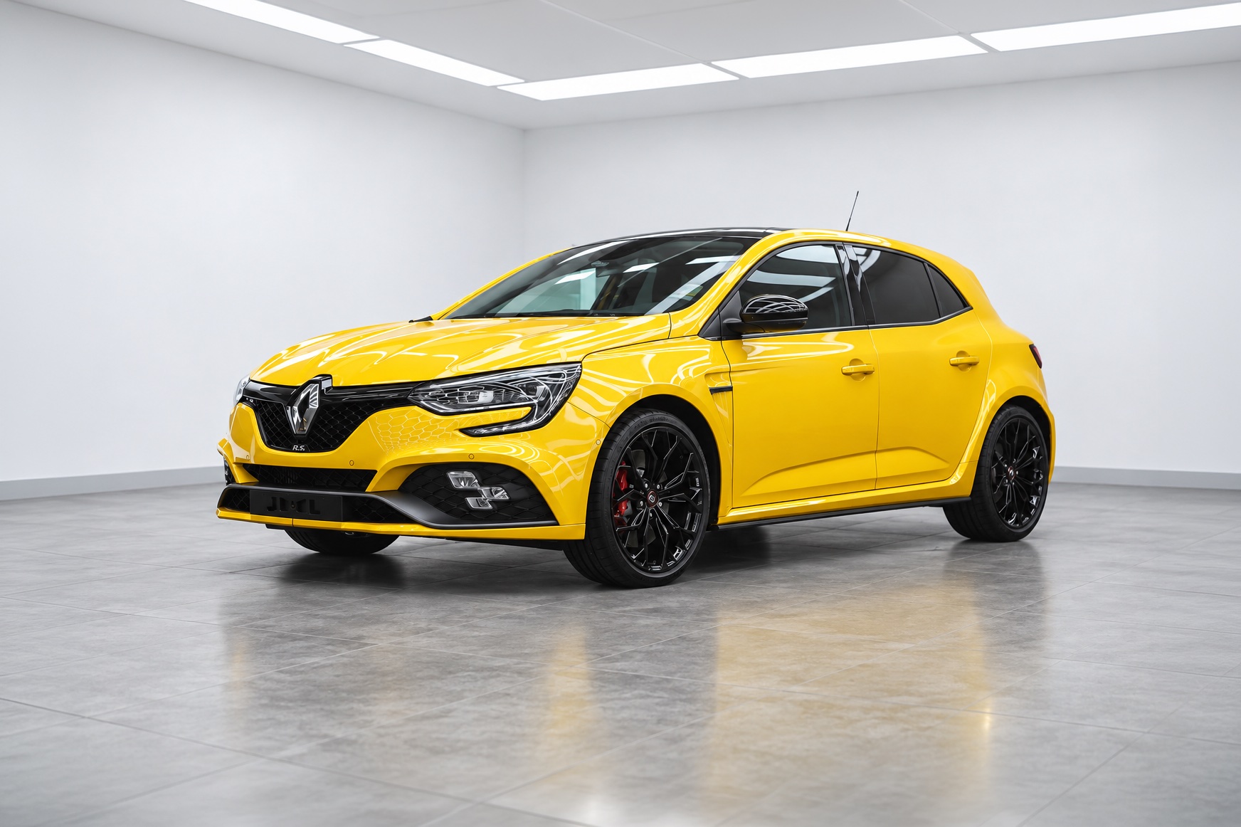 Yellow Renault Megane RS in the Liquid R studio