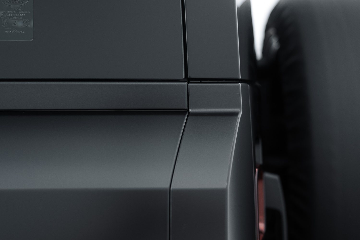 Paintwork detail on a Land Rover Defender in matte PPF