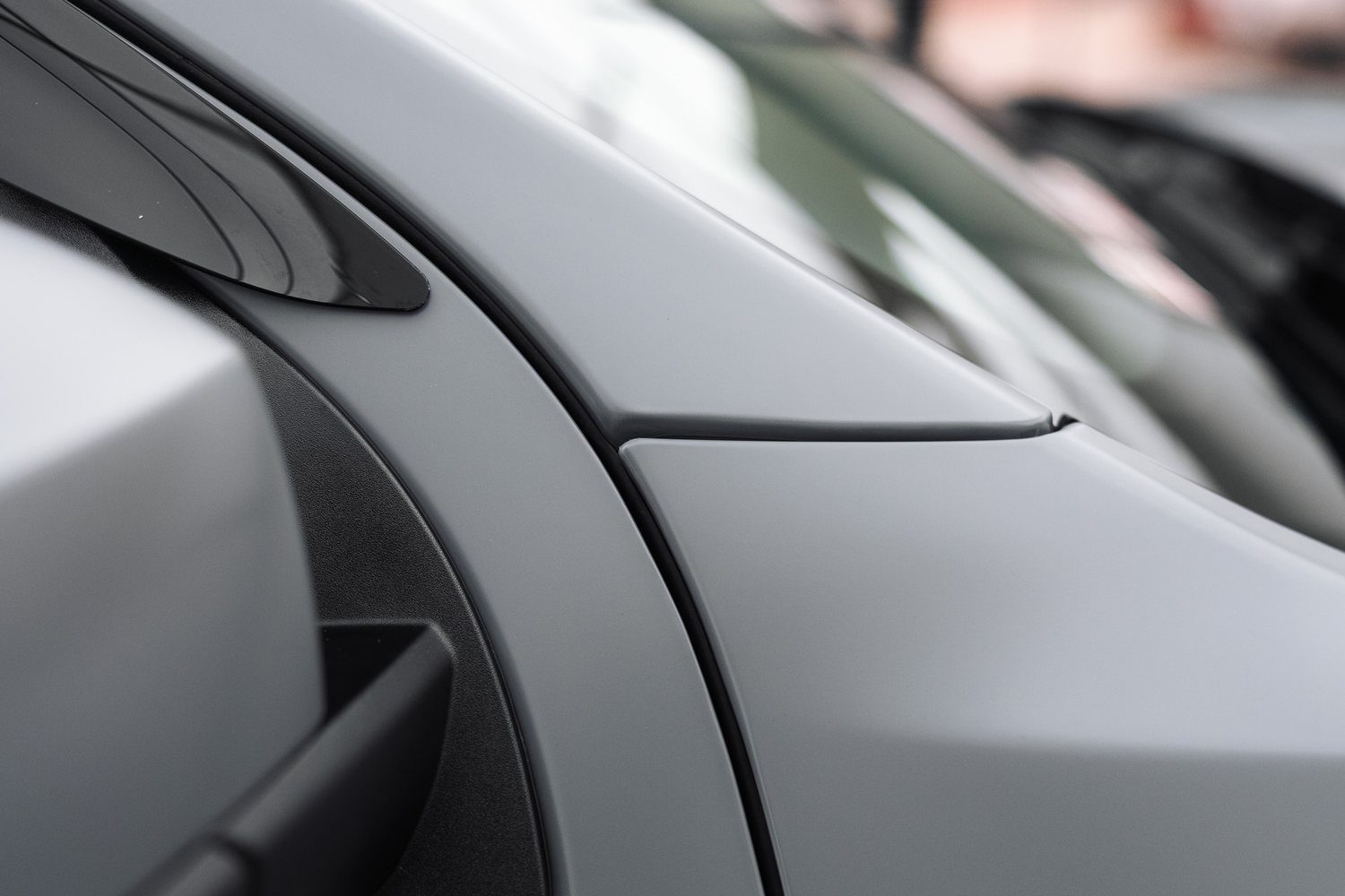 Paintwork detail on a matte grey Ford Ranger Raptor