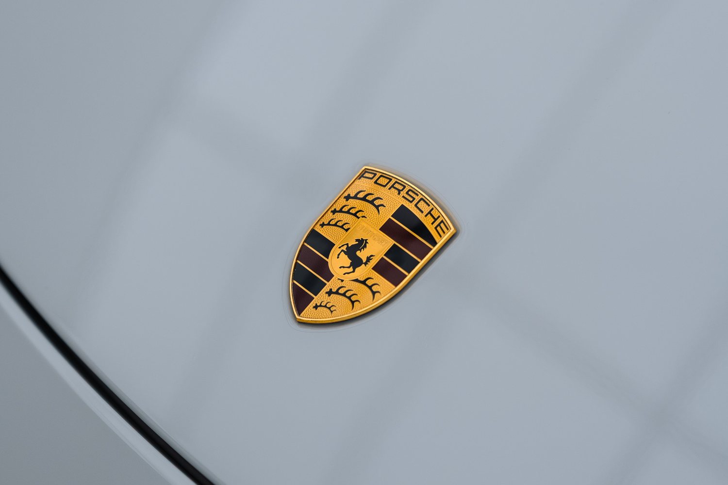 Paintwork detail on a white Porsche 911