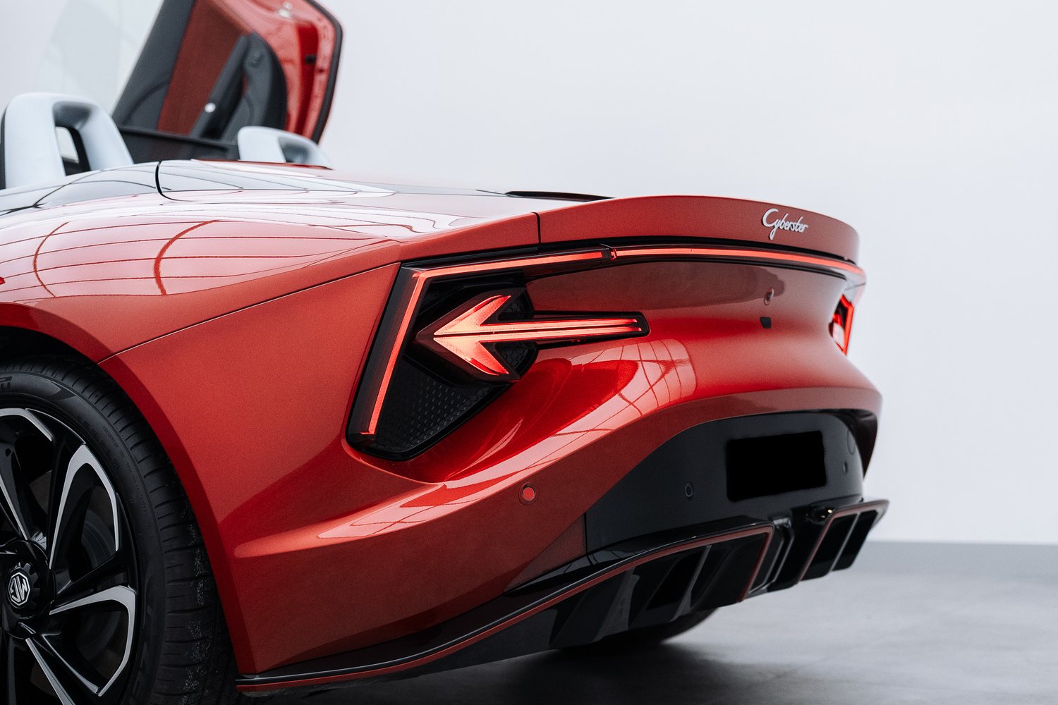 Rear of a red MG Cyberster