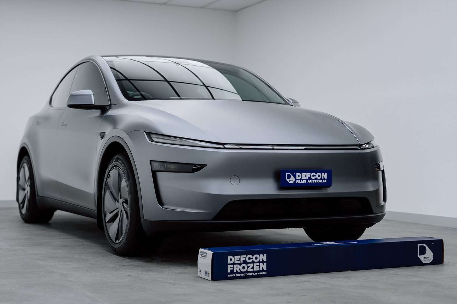 Tesla Model Y in matte PPF in the Liquid R studio