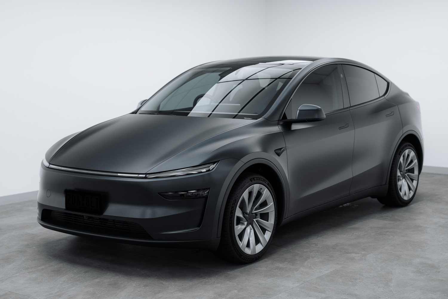 Tesla Model Y in satin PPF in the Liquid R studio